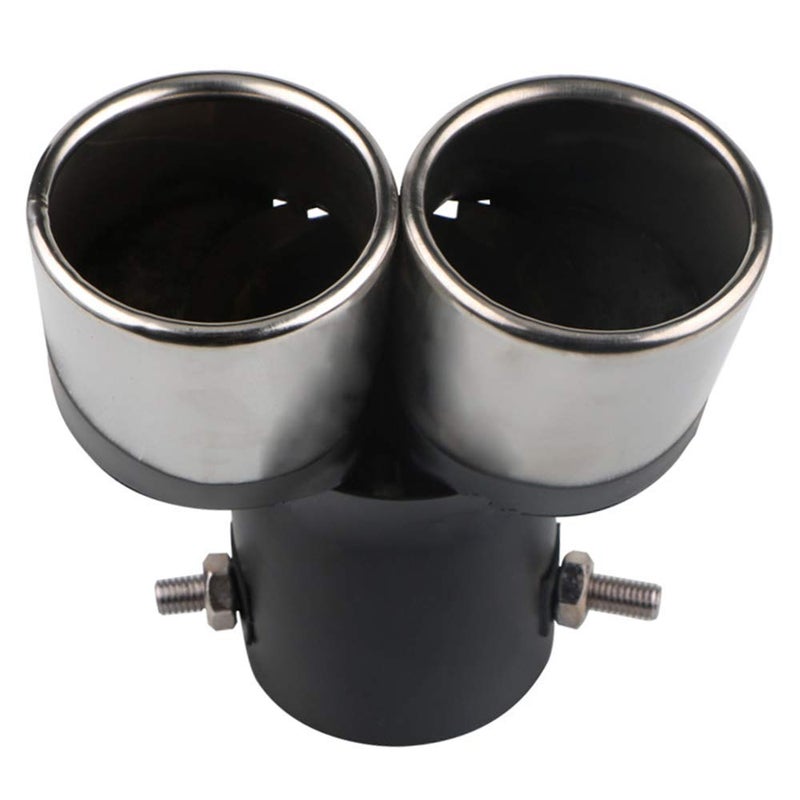 idain Car Stainless Steel Dual Exhaust Pipe Tail Muffler Tip Pipe Diameter 1.5" to 2" Curved Type TailPipe Muffler Modification - Image 2